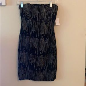 Black strapless cocktail dress